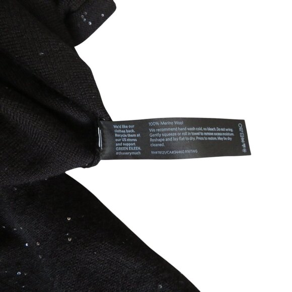 🎉HP🎉Eileen Fisher Black Wool, Short Sleeve Top w/Tiny Silver Sequins, Large, EUC - Picture 9 of 12